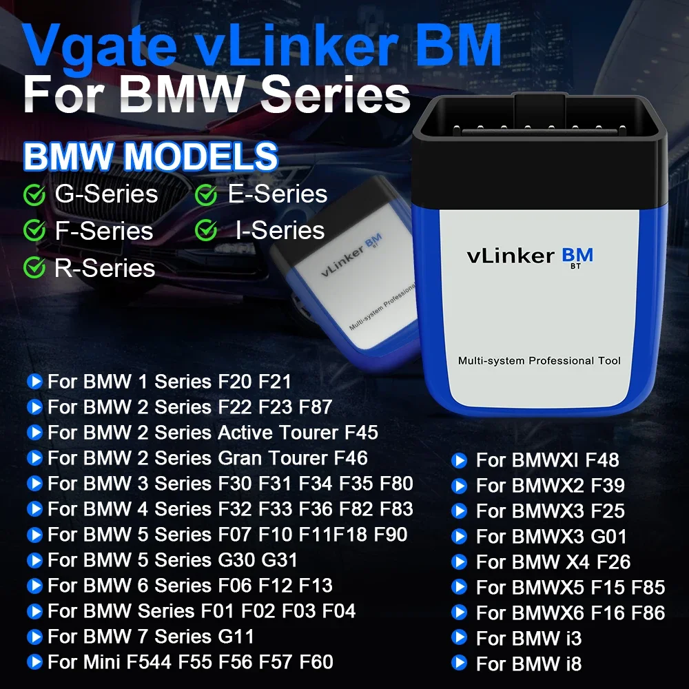 Vgate vLinker BM ELM327 для сканера BMW Wi-Fi Bluetooth 4,0 OBD2 OBD 2, диагностический инструмент для автоматического сканирования автомобиля Bimmercode ELM 327 V1.5 V1 5 (art.: 3920d2888ca72) - 3920d2888ca72