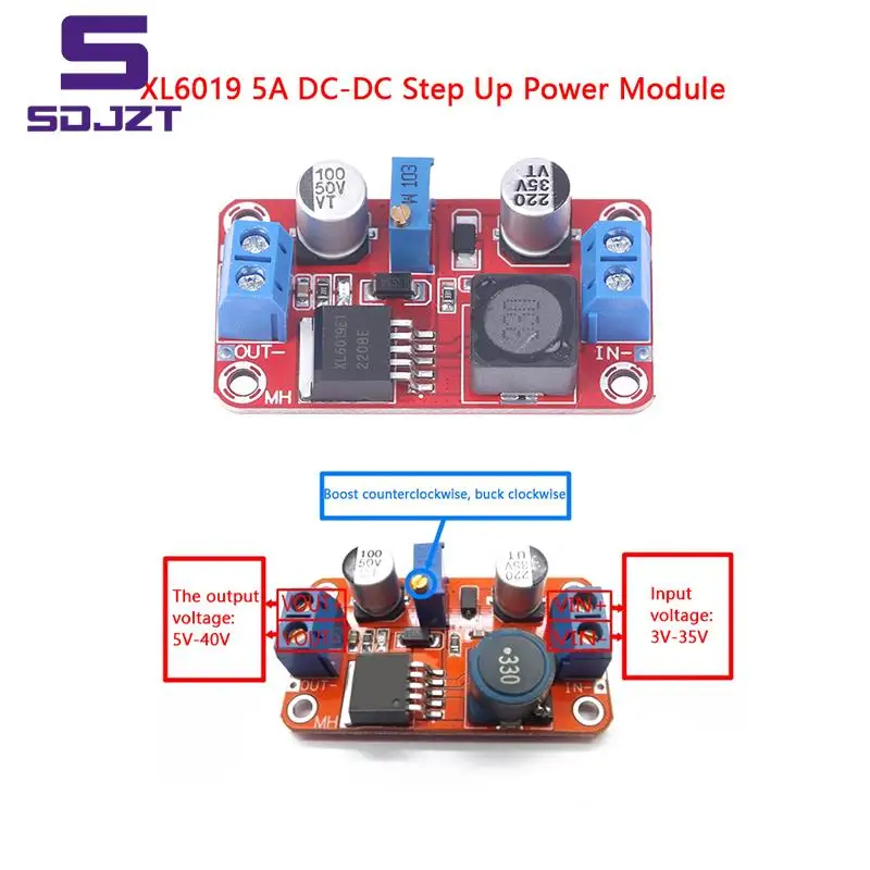 

5A DC-DC Step Up Power Module Boost Volt Converter XL6019 Adjustable Boost Power Supply Board Module