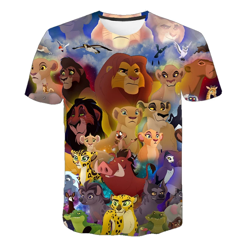 

Disney Kids T-Shirt Fashion Cartoon Print Girls Boys T-Shirt 3D Tee for Children The Lon King Movie Summer Tees