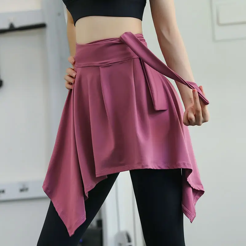 

Women's Tennis Skirt Covering Hips Running Training Quick-drying Breathable Yoga Cover Skirt Fitness Sports Solid Short Skirt