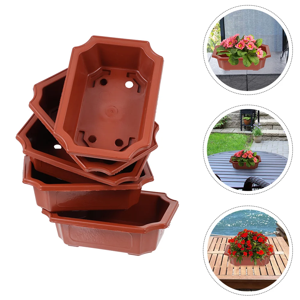 

5PCS Household Flowerpots Plastic Drainage Hole Bonsai Pots Balcony Decoration