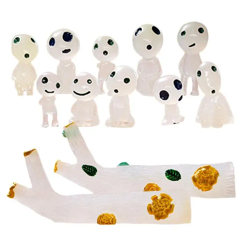 

12 Pcs Luminous Ghost Tree Elves In The Dark Tree Elves Resin Garden Gnome Statue Garden Landscape Doll Accessories