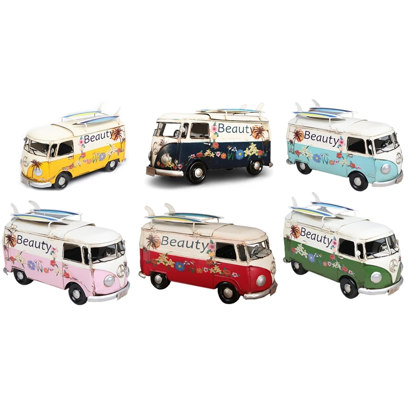 

Tissue Box Flower Bus Model Figurines Retro Car Tissue Dustproof Tissue Storage Box For Office Home Decoration