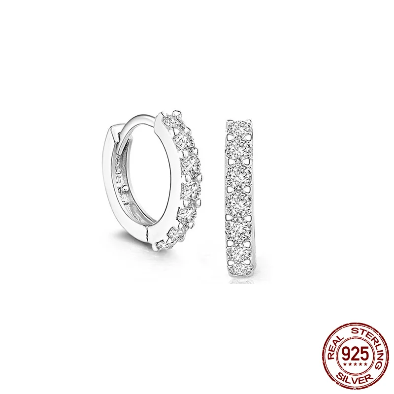 

Real Ladies 925 Sterling Silver Charm Crystal Hoop Earrings Suitable for Making Jewelry Gifts Wedding Reception Engagement