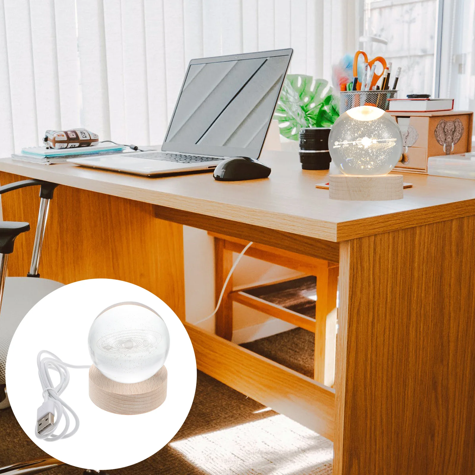 

1 Set Delicate Crystal Creative Glowing Crystal Desktop Decoration