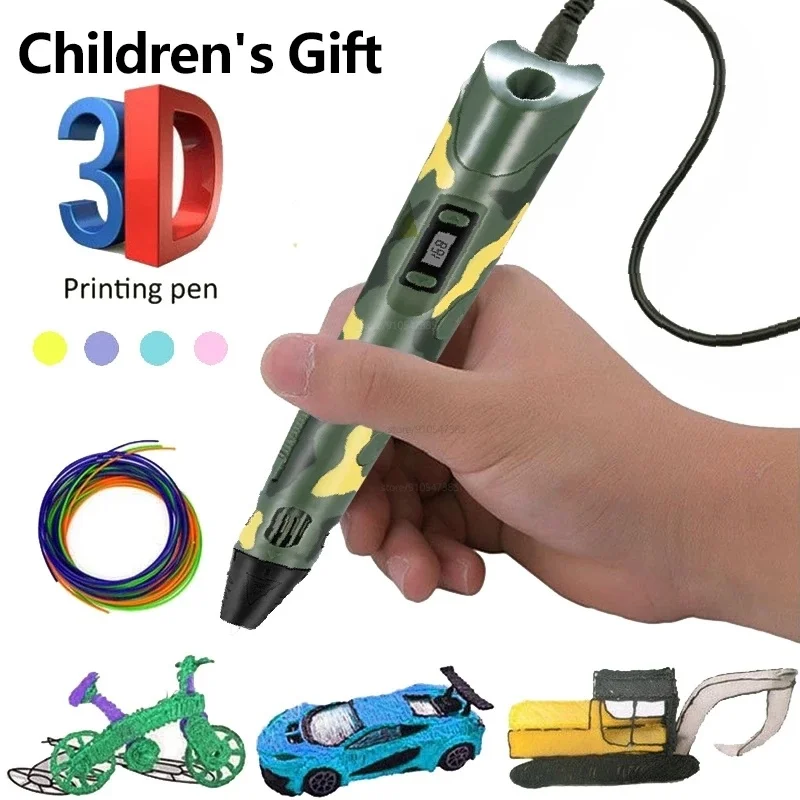 

DIY 3D Pen For Children Drawing Printing Pencil UK US EU With LCD Screen ABS Filament Toys Kids Christmas Birthday Gifts