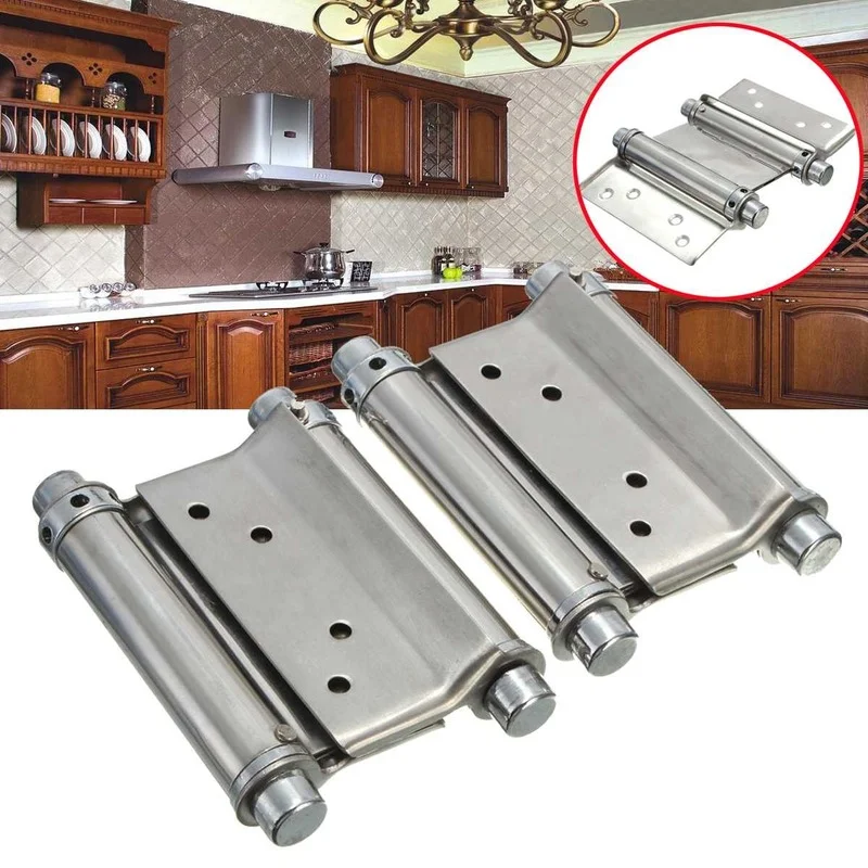 

2Pcs 3 Inch Double Action Spring Hinge Saloon Cafe Door Swing Door Stainless Steel Hinge Suitable Door Thickness: 2.5-3.5cm
