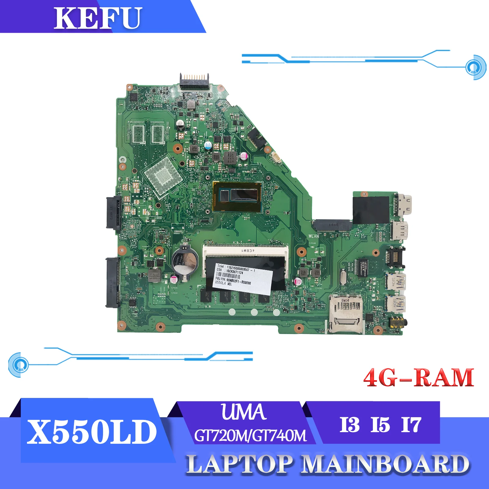 

Материнская плата X550LA для ASUS X550LD X550LC X550LN Y581L W518LD X550LB E550L A550L F550L P550L K550L, материнская плата для ноутбука I3 I5 I7
