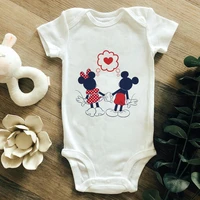 sweat minnie mouse mickey graphic disney baby romper summer new white short sleeve series 0 24m size girl boy unisex jumpsuit