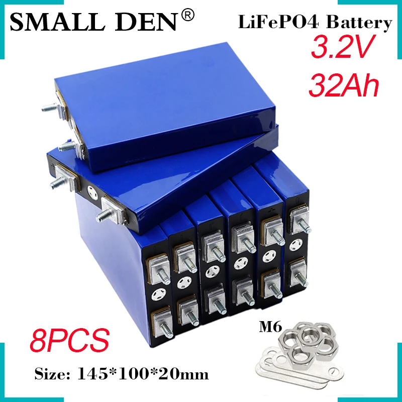 

8pcs New 3.2V 32Ah Lifepo4 Battery Pack 5C High power For 12V 24V Electric vehicle Motorcycle Car motor Inverter Solar DIY