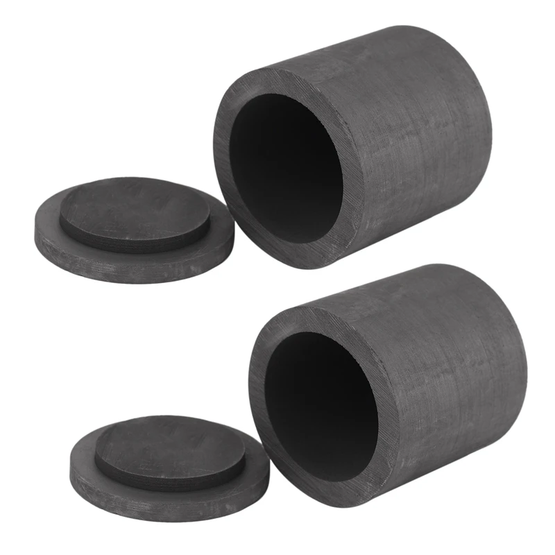 

2X High Purity Graphite Melting Crucible Casting With Lid Cover 40 X 40Mm For Silver&Black