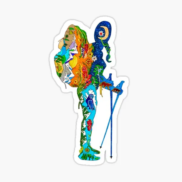 

Hiker Gal 5PCS Stickers for Kid Cute Decorations Art Water Bottles Laptop Bumper Funny Decor Window Living Room Cartoon Wall
