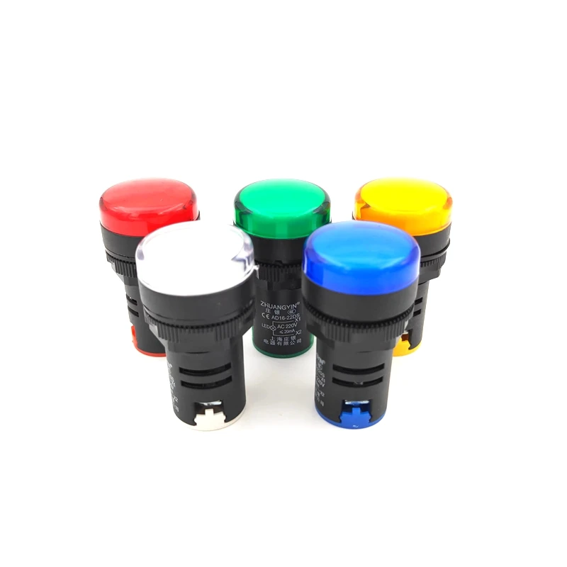 5 шт. AD16-22 сигнальная лампа 22 мм монтажный размер светодиодная индикаторная 380 В 220