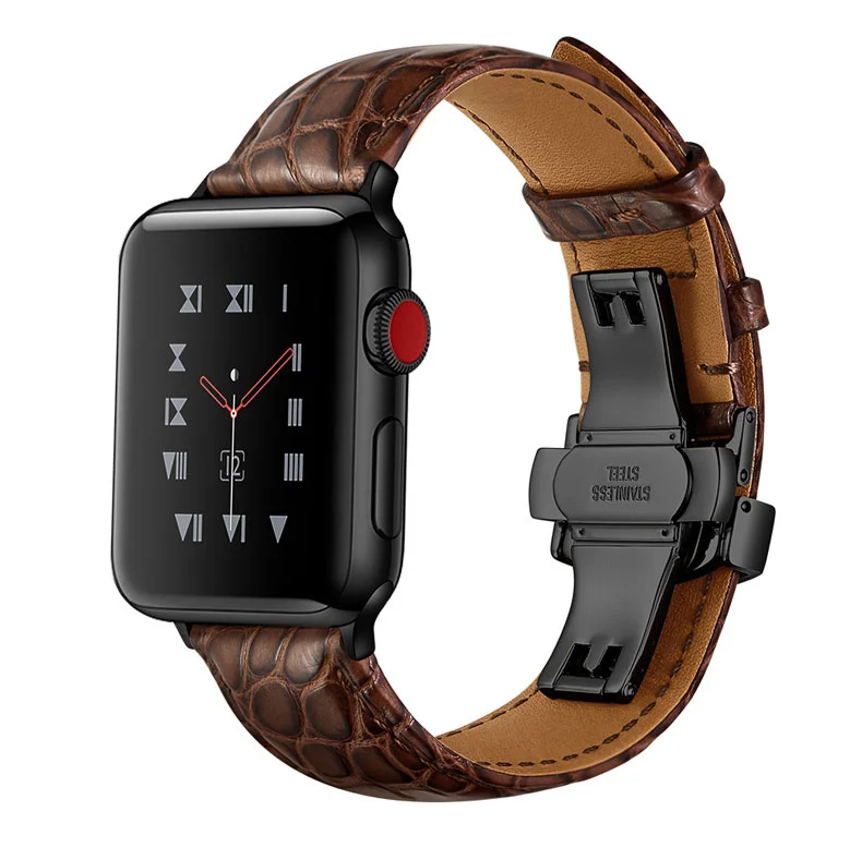 

France alligator Fran-kz leather strap for Apple watch band 42mm 38mm 44mm 40mm apple watch 6 5 4 3 2 iwatch bracelet