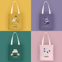 pokemon canvas shoulder bags pikachu gengar snorlax charmander cartoon messenger bag cute waterproof handbag girls birthday gift