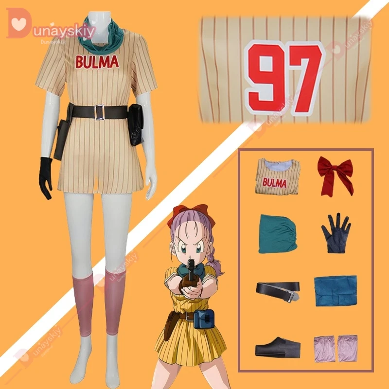 Bulma костюмы для косплея парик желтое платье аниме розовое ролевых игр