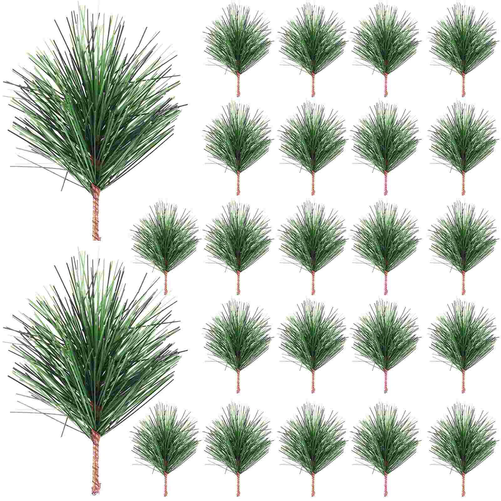 

24pcs Artificial Pine Branches Green Plants Pine Needles DIY Accessories for Garland Wreath Christmas Embellishing Xmas