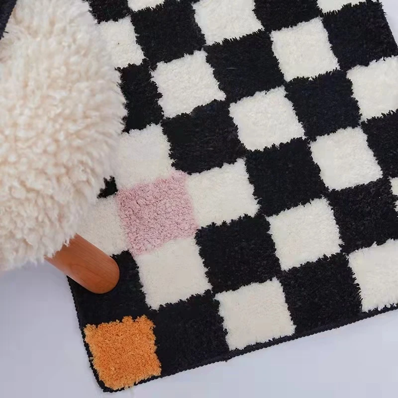 Шахматный клетчатый Асимметричный напольный коврик ковер Нескользящий