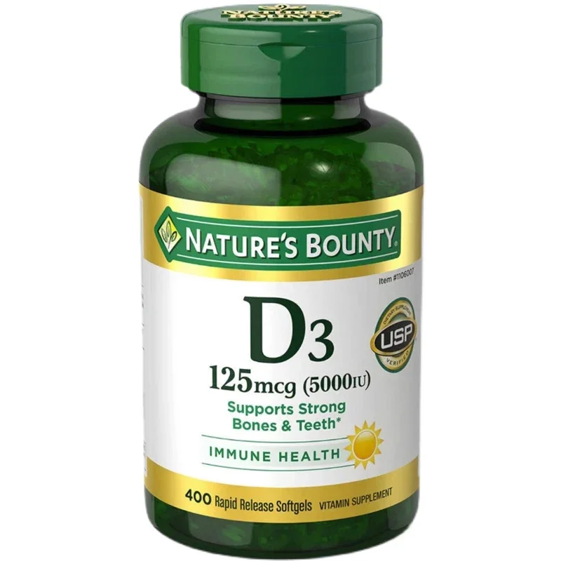 

1 Bottle 400 Pills 5000IU Vitamin D3 Soft Capsule Adult Calcium Supplement Men Women Promote Absorption Skeletal Teeth