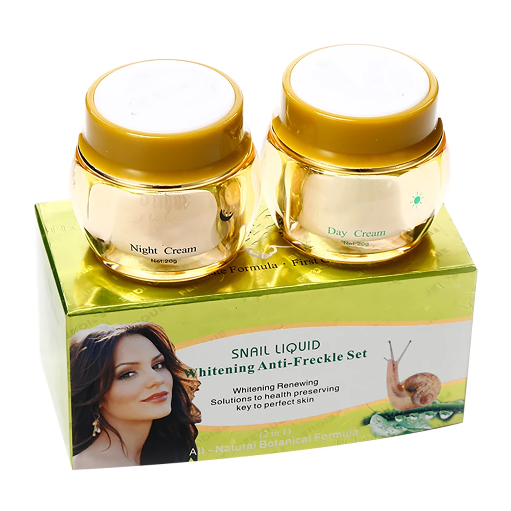 Whitening, Anti Freckles Dark Spot Remover, Women Skin Facial French Natural Snail Cream, Face Female Care Hot 2 In 1 Set