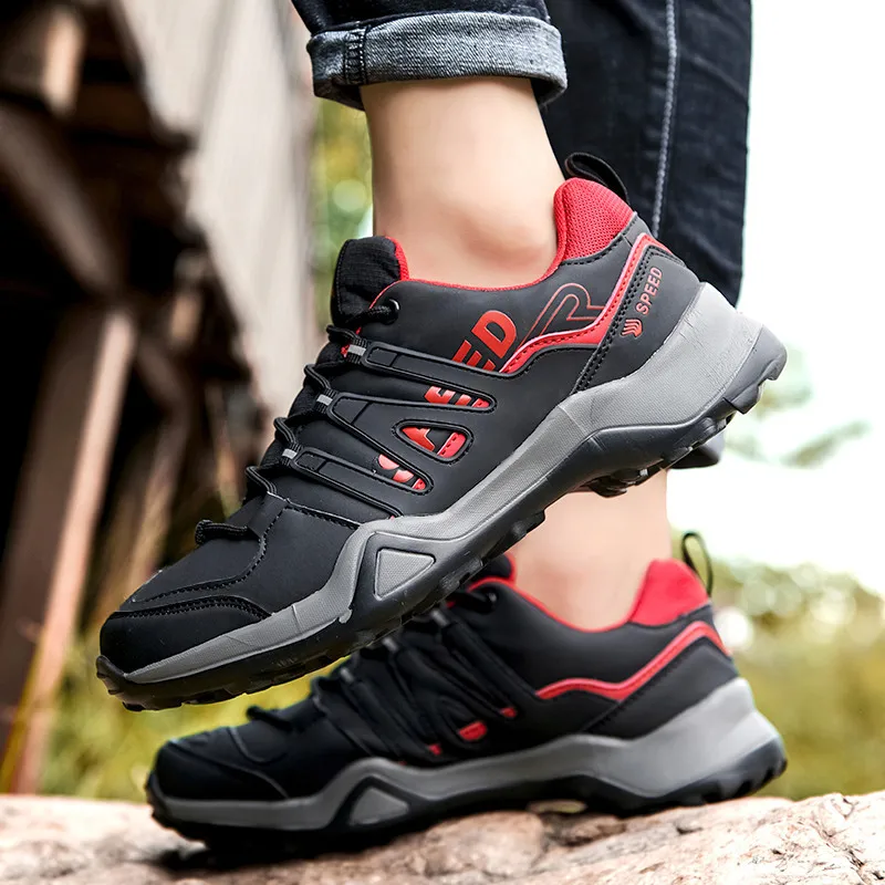Size 39-47 Black Anti-slip Men's Hiking Shoes Men Walking Shoes Comfortable Breathable Male Trekking Shoes Zapatos De Senderismo