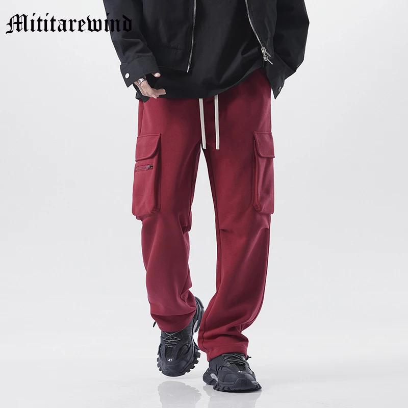 

Брюки-карго мужские однотонные, повседневные свободные прямые брюки полной длины, Молодежные Спортивные Универсальные