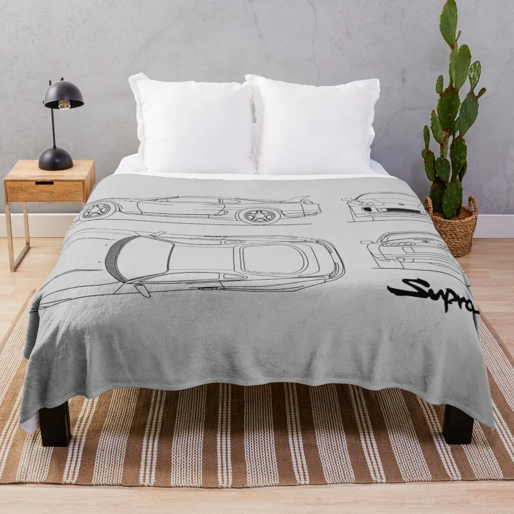 

The Supra Blueprint in Black Throw Blanket