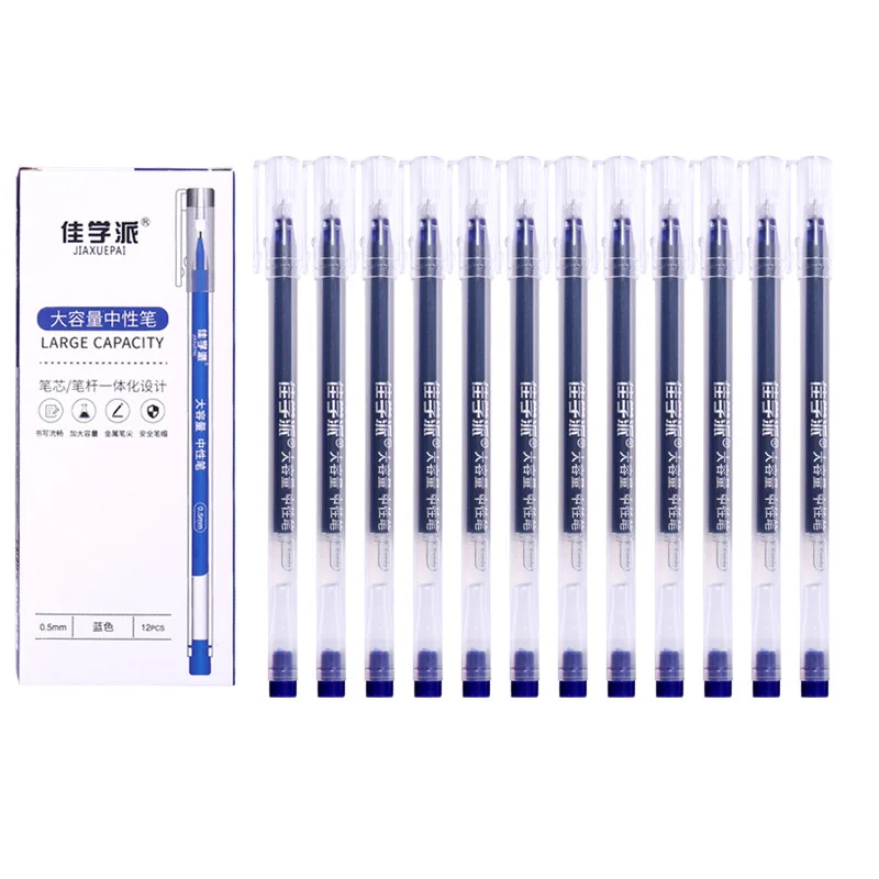 

12 Pcs/Set 0.5MM Large Capacity Neutral Gel Pen Signature Student Exam Pens Black Blue Red SCHOOL Office Stationery Supplies