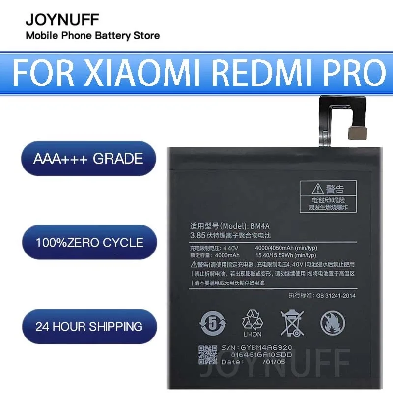 

New Battery High Quality 0 Cycles Compatible BM4A For xiaomi MI Redmi Pro Replacement Lithium Sufficient Batteries RedmiPro+tool
