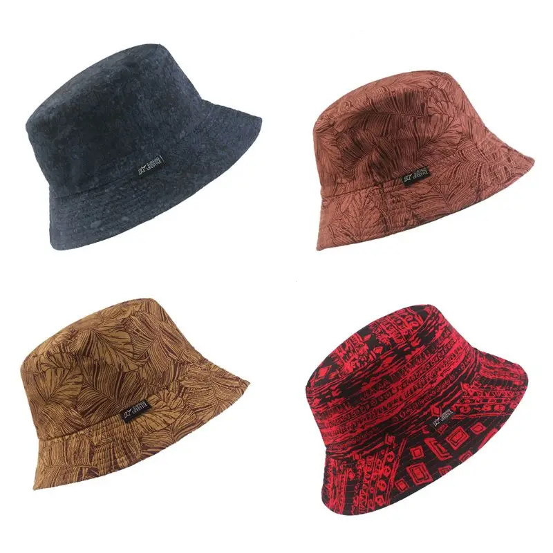 

Unisex Harajuku Reversible Bucket Hat Sunscreen Graffii Leaves Fisherman