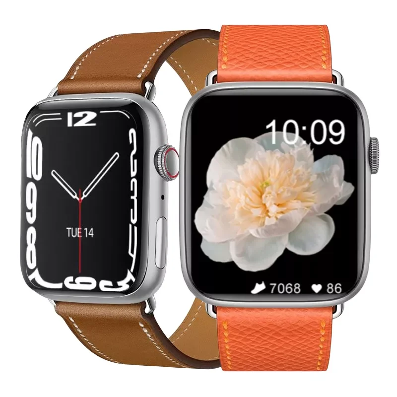

2022 NEW Business Smartwatch Leather Band Men Women Smart Watch Bluetooth Call Wireless Charging Fitness Bracelet DIY Watch Face