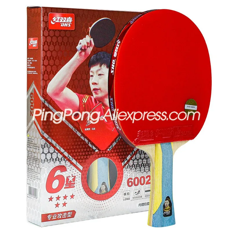 Original DHS 6 Star Table Tennis Racket 6002 6006 (HURRICANE 8 + TINARC Rubber) 6-STAR H6002 H6006 Ping Pong Bat with Bag