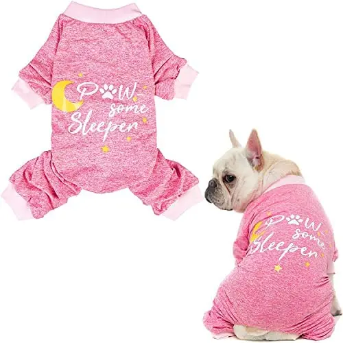 

Dog Pajamas Clothes, Lightweight Doggie Jammies for Winter, Breathable 4 Feet Dog Jumpsuits, Pink and Blue Elastic Soft Pet Pjs