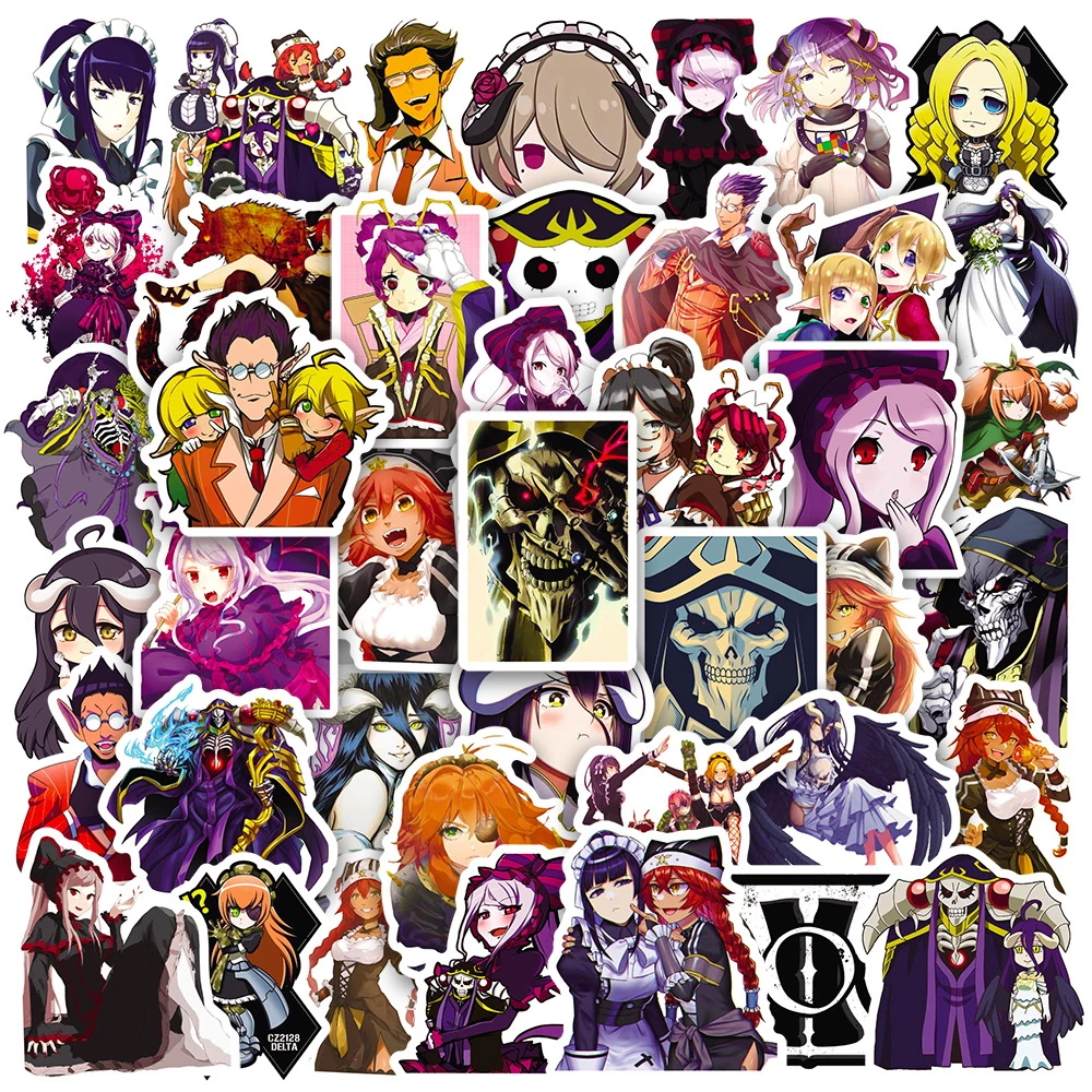 

10/50Pcs Anime Overlord Undead Bone King ​Graffiti Sticker Decoration Guitar Luggage Phone Case Bicycle Thin Waterproof Stickers