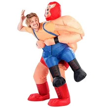 Adult Man Wrestling Fighter Inflatable Costumes Halloween Cosplay Costume Funny Party Role Play Disfraces for Woman Unisex 