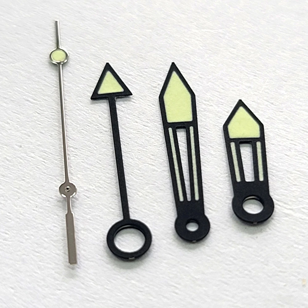 Newly Modified  Watch Accessories Black and Green Four-hands Watch Hands Green Luminous Watch Hands  Fit Japanese NH34 Movement