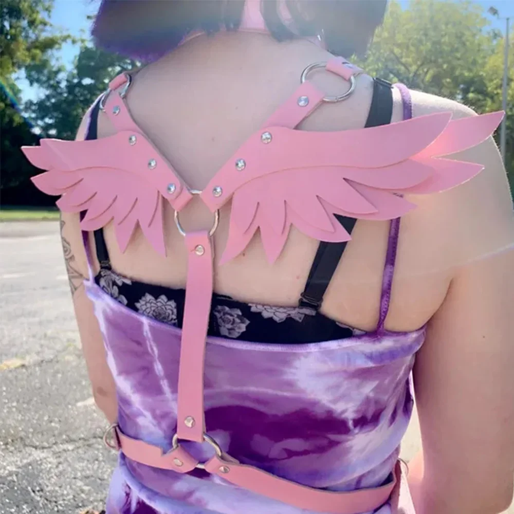 Комплект женских подвязок из искусственной кожи с крыльями ангела