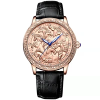 mens luminous waterproof leather strap quartz watch mens diamond studded watch