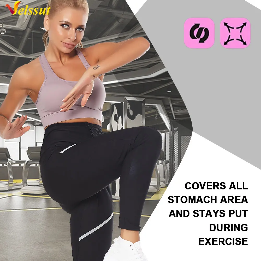 Velssut Sauna Pants for Women Weight Loss Trousers Fitness Leggings Hot Sweat Panty Slimming Sportwear Body Shaper Fat Burning