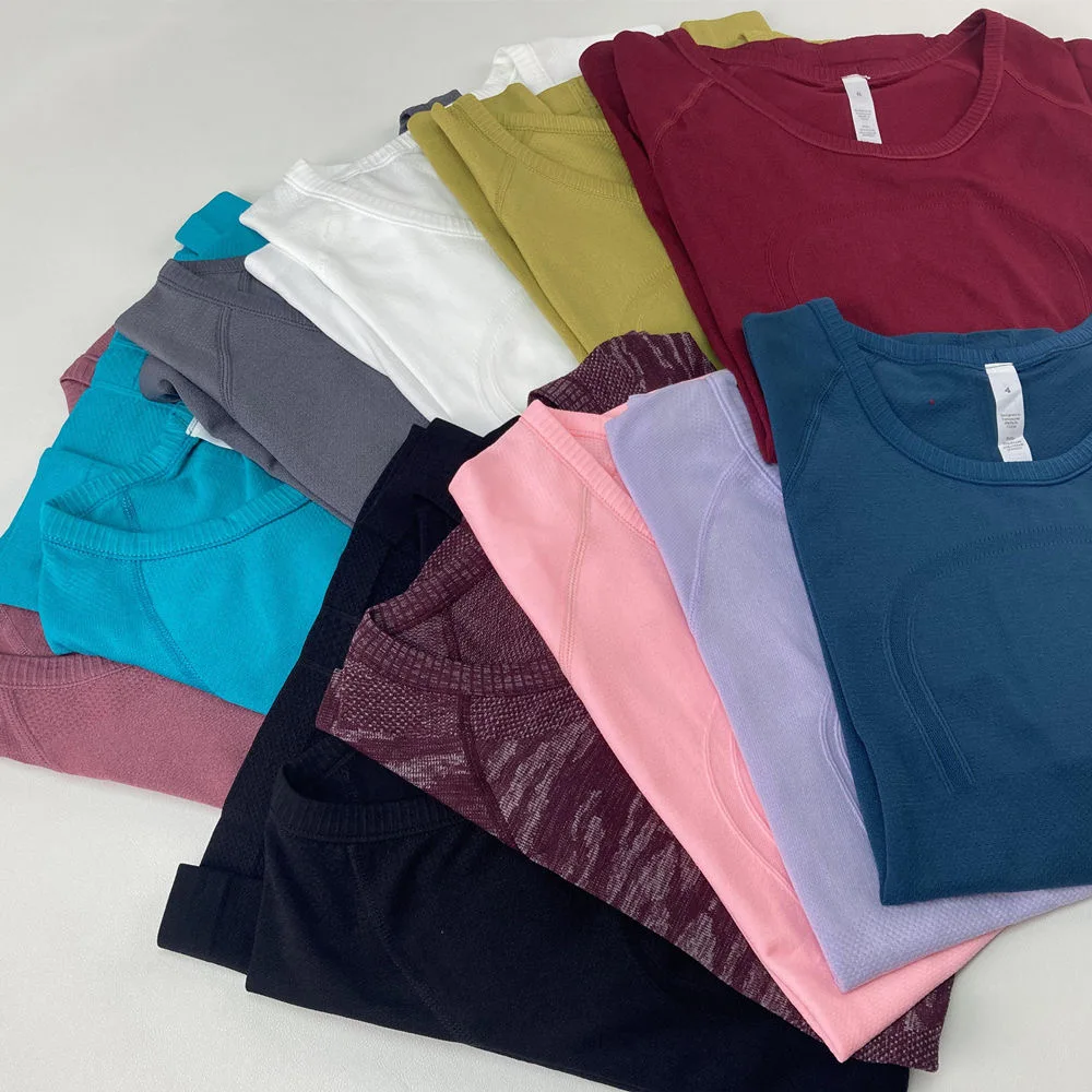 Lulu 1.0 Yoga T-Shirts Summer Women Slim Sports Tee Swiftly Seamless Breathable Fitness Blouse Workout Short Sleeve Crop Top