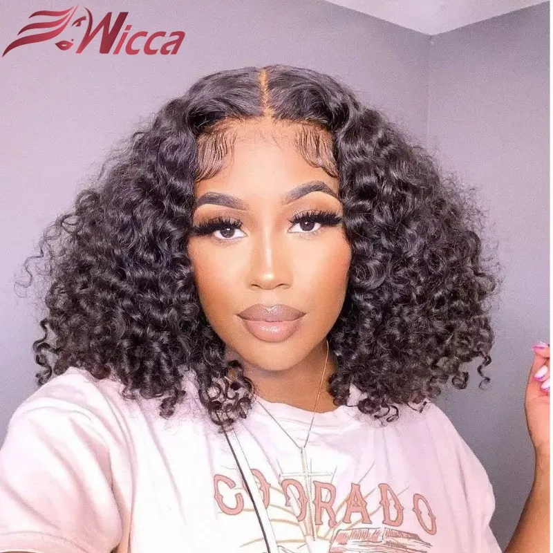 

Short Bob Wigs Curly Natural Colored Human Hair Wigs Pre Plucked Lace Front Human Hair Wigs for Women Wig 13x2T Part 150 Density