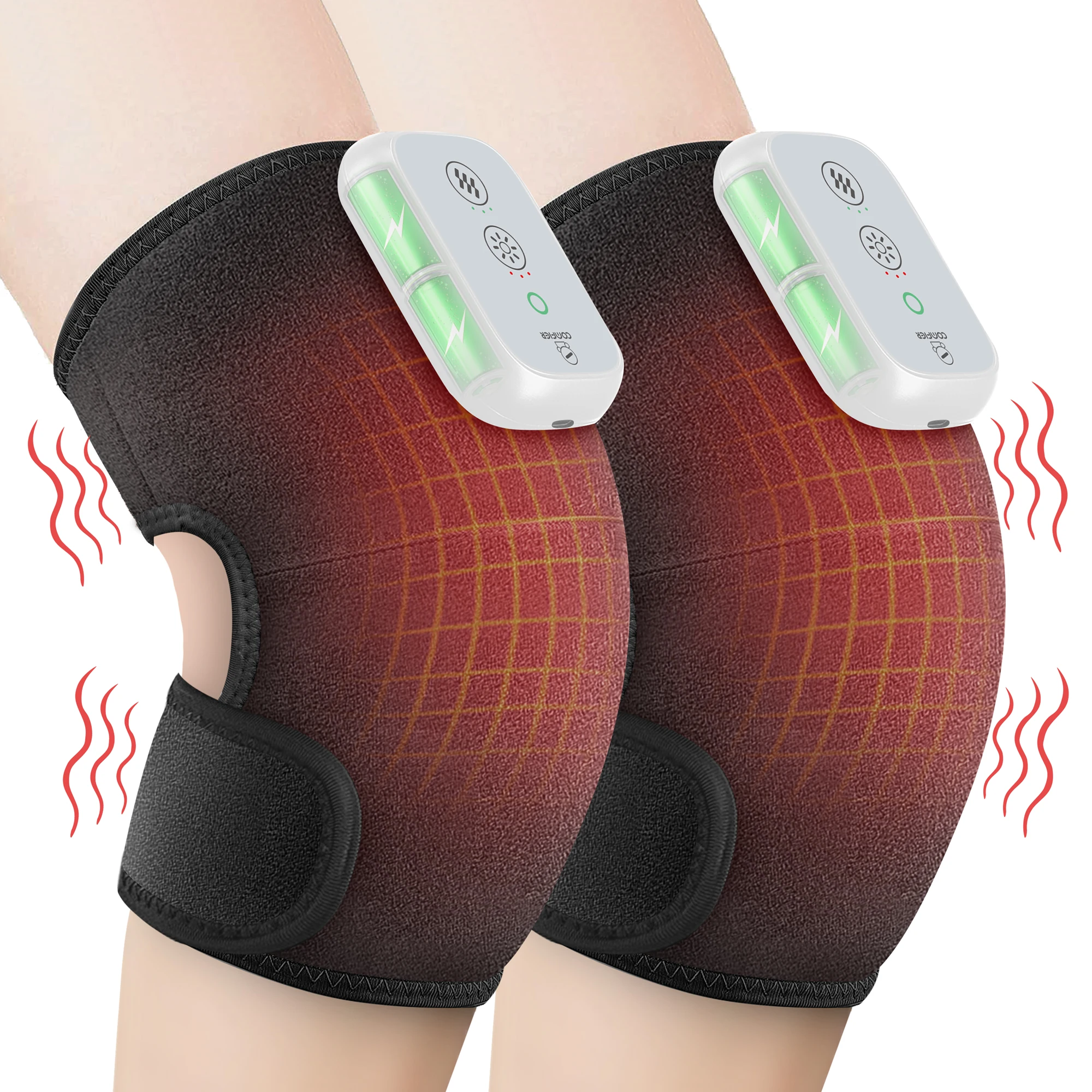 

Comfier Cordless Heated Knee Massager Electric Heated Knee Brace Wrap with Vibration Massage 3 Heat/Massage Settings