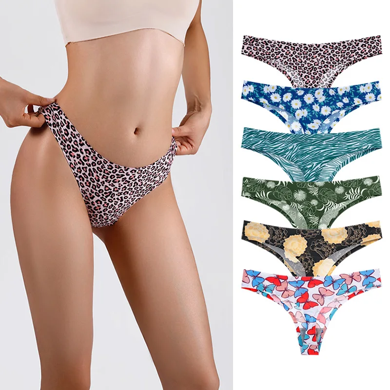 

Summer Ice Silk Sexy Thong Ladies Low Waist Sports Seamless Panties Plus Size Ladies Comfort Underwear