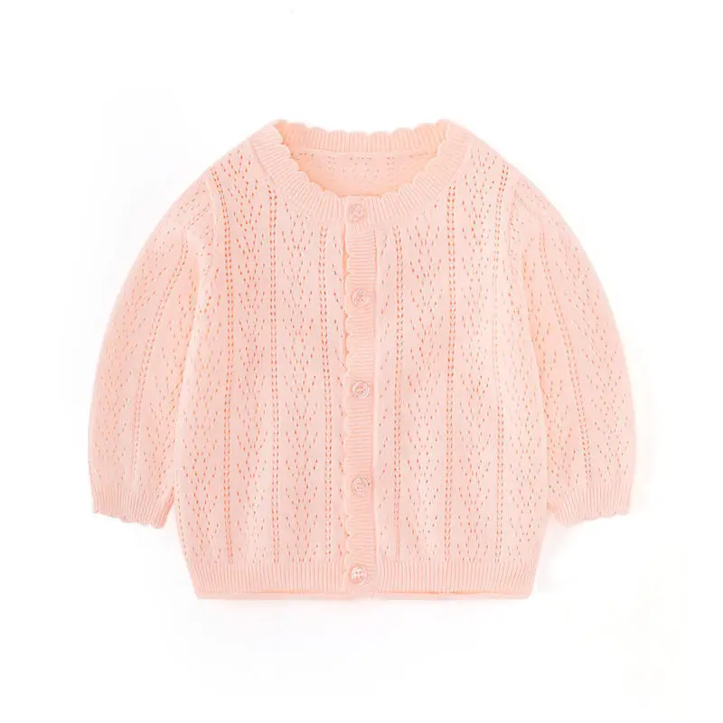 

Kid's Air Conditioned Sweater Summer Baby Sunscreen Coats Cotton Hollowed Out Girl's Tops Cardigan 6 Months-6 Years Old