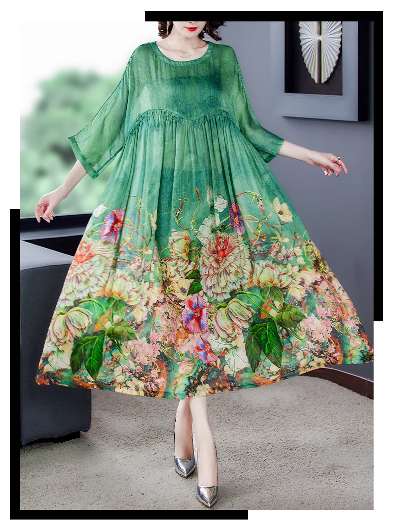 Нарядное женское с принтом свободного покроя 5XL круглым вырезом коротким рукавом