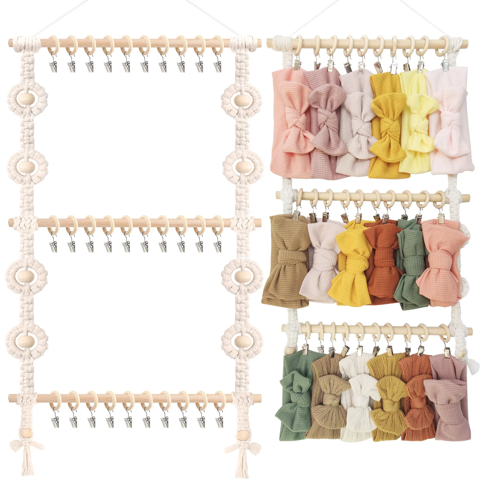 ncmama Headband Holder Hair Bows Organizer for Girls Baby Headbands Hair Accessories Organizer Storage Wall Hanging Decoration