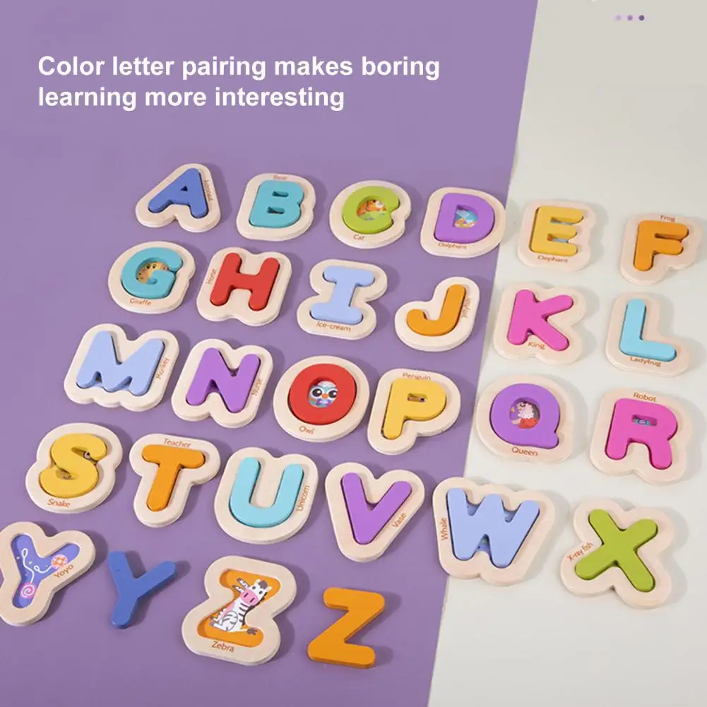 

Long Lasting 52Pcs Wonderful Hand-eye Coordination Shape Block Reusable Alphabet Puzzle Exquisite for Baby