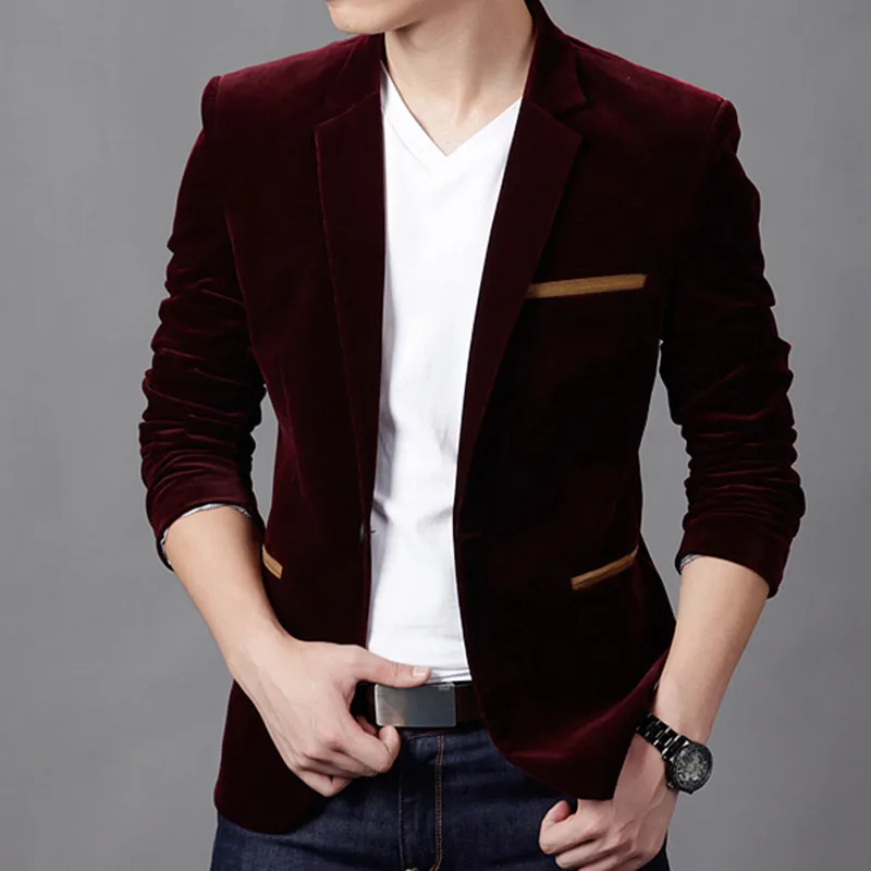 

2023Men's boutique high-end handsome trendy Korean version of Slim velvet non-iron one button suit dress top jacket