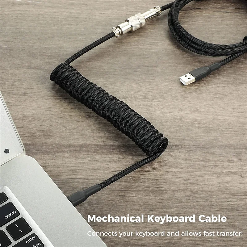 

USLION Type C Mechanical Keyboard Coiled Cable Mechanical Keyboard Aviator Desktop Computer Aviation Connector USB Keyboard Wire