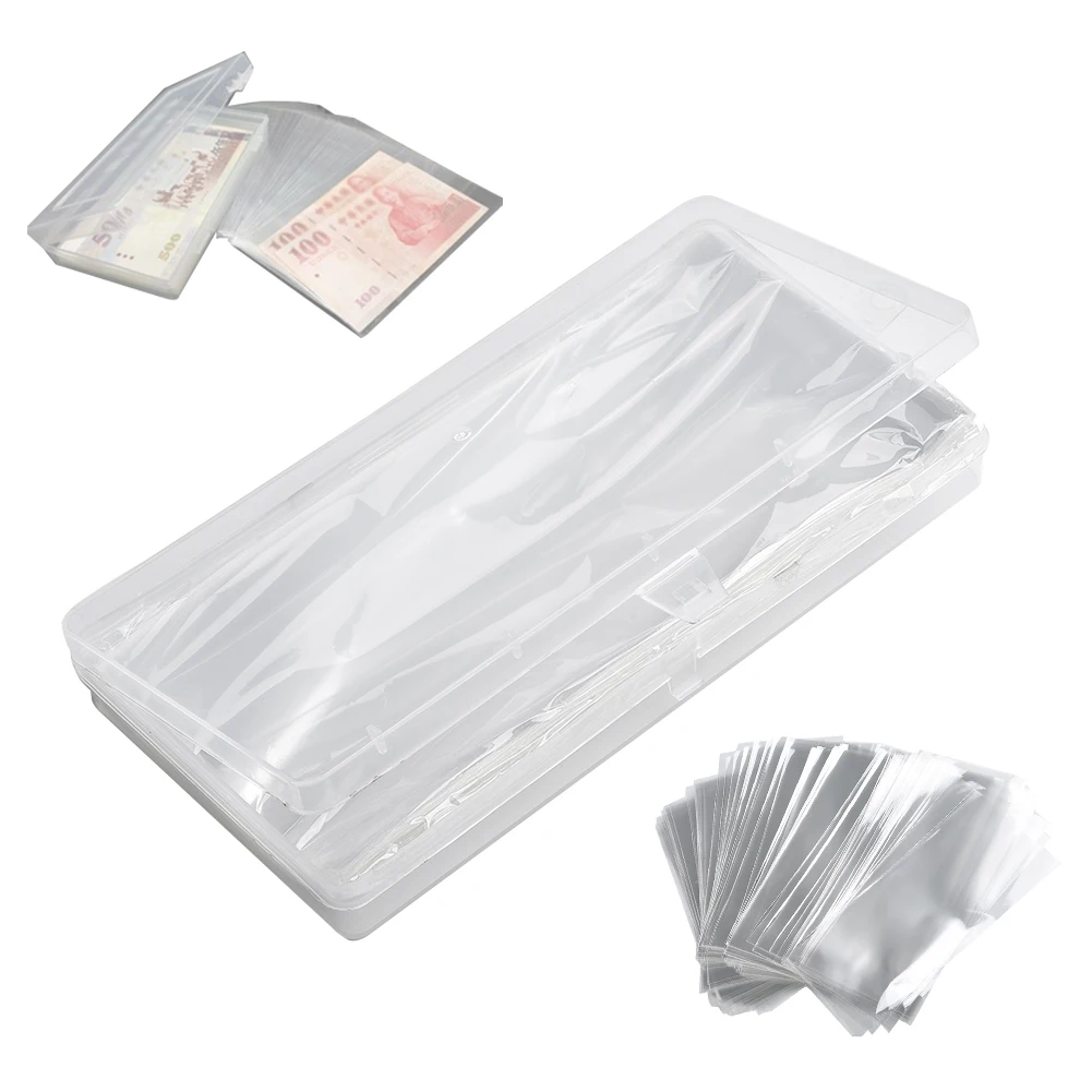 100pcs Paper Money Album Commemorative Currency Clear Protectors Sheets Banknote Case Storage Bag Collection Box Holde